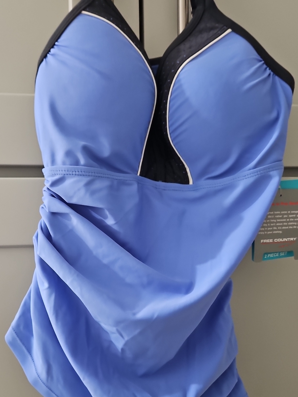 Free Country Blue and Black Swimset Sz S
